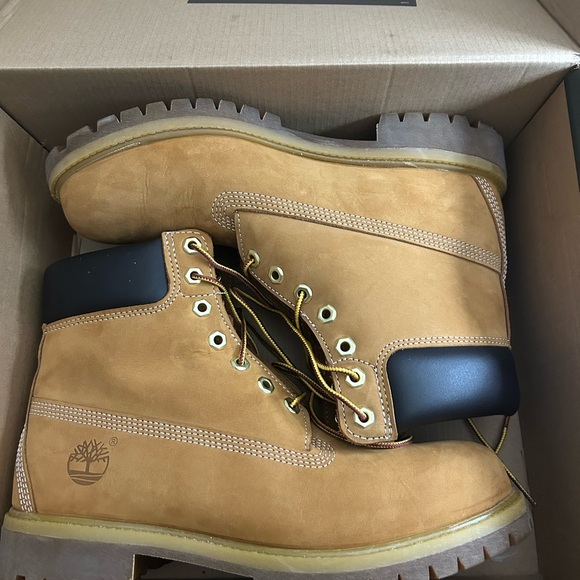 Timberland Wheat Nubuck Boots with Black Collar